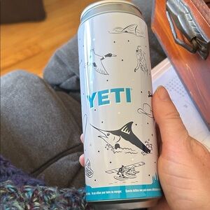 YETI White & Teal Marine-Print Insulated Bottle